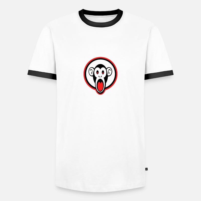 shocked monkey - Men's Ringer Shirt - white/black