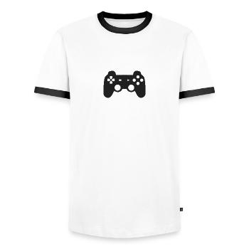 Schwarzer Spielkonsolen Controller Geschenk Idee - Männer Kontrast-T-Shirt - Weiß/Schwarz - Vorne - AI Model Female 172 light (172cm) & AI Model Male 178 dark (178cm)