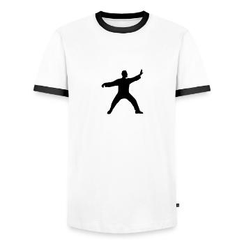 Tai chii chuan Kata taichi kung fu sports style - Men's Ringer Shirt - white/black - Front - AI Model Female 172 light (172cm) & AI Model Male 178 dark (178cm)