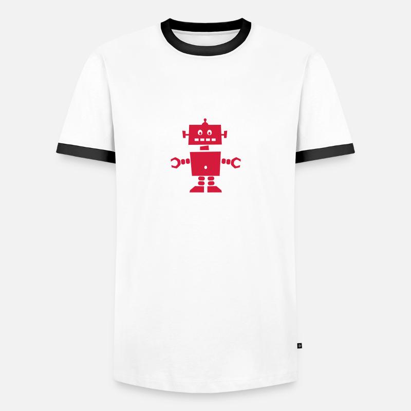 Roboter - Männer Kontrast-T-Shirt - Weiß/Schwarz