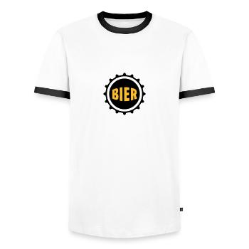 Bier Beer Bierdeckel Flaschenbier Kronkorken Durst - Männer Kontrast-T-Shirt - Weiß/Schwarz - Vorne - AI Model Female 172 light (172cm) & AI Model Male 178 dark (178cm)