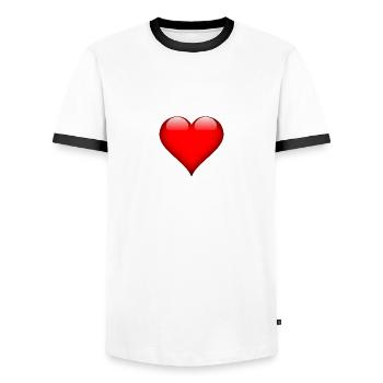 heart red love cool gift - Men's Ringer Shirt - white/black - Front - AI Model Female 172 light (172cm) & AI Model Male 178 dark (178cm)