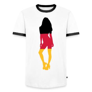 Germany Fan Girl - Men's Ringer Shirt - white/black - Front - AI Model Female 172 light (172cm) & AI Model Male 178 dark (178cm)