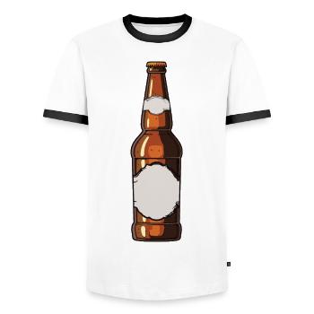 Bouteille de bière Symbole de consommation de bière - T-shirt contrasté Homme - blanc/noir - Devant - AI Model Female 172 light (172cm) & AI Model Male 178 dark (178cm)