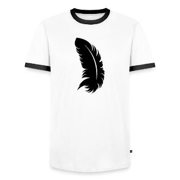 Feder - Männer Kontrast-T-Shirt - Weiß/Schwarz - Vorne - AI Model Female 172 light (172cm) & AI Model Male 178 dark (178cm)