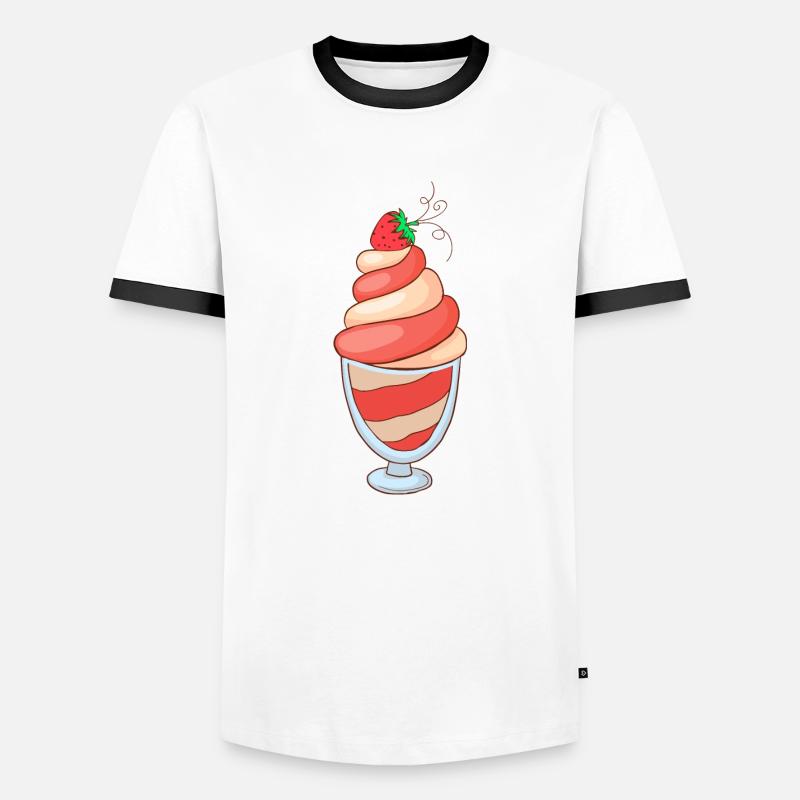 Eis Speiseeis Eiskrem Eiscreme Kugeleis Eisbecher - Männer Kontrast-T-Shirt - Weiß/Schwarz