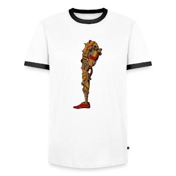 Steampunk Prosthesis - Men's Ringer Shirt - white/black - Front - AI Model Female 172 light (172cm) & AI Model Male 178 dark (178cm)