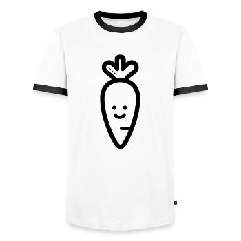 Carrot - Men's Ringer Shirt - white/black - Front - AI Model Female 172 light (172cm) & AI Model Male 178 dark (178cm)