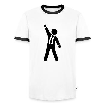 Geschäftsmann 1c - Männer Kontrast-T-Shirt - Weiß/Schwarz - Vorne - AI Model Female 172 light (172cm) & AI Model Male 178 dark (178cm)