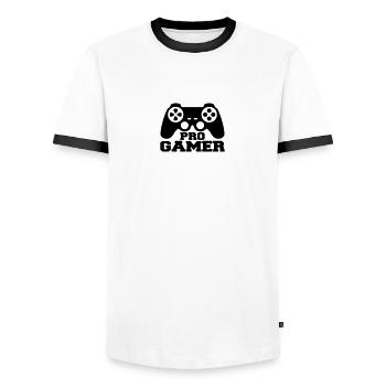Pro Gamer Logo - Men's Ringer Shirt - white/black - Front - AI Model Female 172 light (172cm) & AI Model Male 178 dark (178cm)