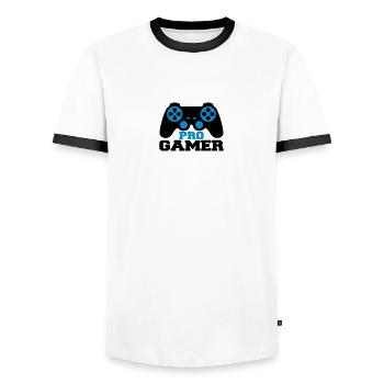 Pro Gamer Logo - T-shirt contrasté Homme - blanc/noir - Devant - AI Model Female 172 light (172cm) & AI Model Male 178 dark (178cm)