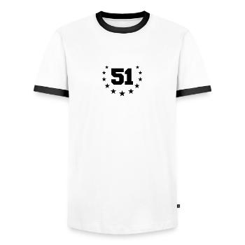 Number 51 Design - T-shirt contrasté Homme - blanc/noir - Devant - AI Model Female 172 light (172cm) & AI Model Male 178 dark (178cm)