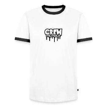 Crew Member Logo-Design - Männer Kontrast-T-Shirt - Weiß/Schwarz - Vorne - AI Model Female 172 light (172cm) & AI Model Male 178 dark (178cm)