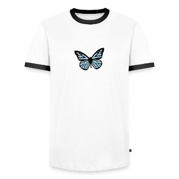 butterfly - Men's Ringer Shirt - white/black - Front - AI Model Female 172 light (172cm) & AI Model Male 178 dark (178cm)