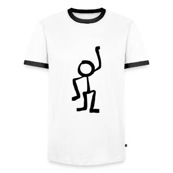 Drawing Cool stick figure in action movement - Men's Ringer Shirt - white/black - Front - AI Model Female 172 light (172cm) & AI Model Male 178 dark (178cm)