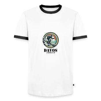 Davos - Men's Ringer Shirt - white/black - Front - AI Model Female 172 light (172cm) & AI Model Male 178 dark (178cm)