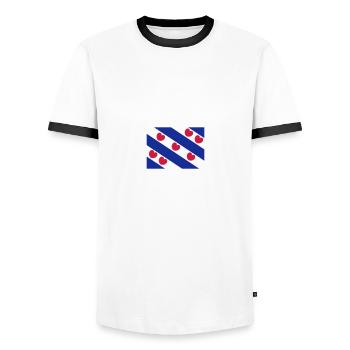 Drapeau de la Frise - T-shirt contrasté Homme - blanc/noir - Devant - AI Model Female 172 light (172cm) & AI Model Male 178 dark (178cm)