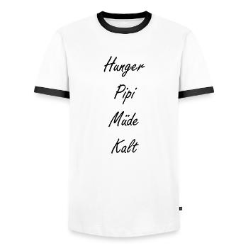 Hunger Pipi Müde Kalt - Männer Kontrast-T-Shirt - Weiß/Schwarz - Vorne - AI Model Female 172 light (172cm) & AI Model Male 178 dark (178cm)