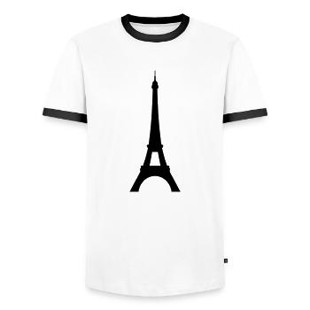 eiffelturm - Männer Kontrast-T-Shirt - Weiß/Schwarz - Vorne - AI Model Female 172 light (172cm) & AI Model Male 178 dark (178cm)