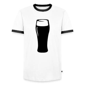 bier_glas_01 - Männer Kontrast-T-Shirt - Weiß/Schwarz - Vorne - AI Model Female 172 light (172cm) & AI Model Male 178 dark (178cm)