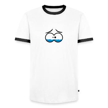 Sad Crying Comic Eyes - Männer Kontrast-T-Shirt - Weiß/Schwarz - Vorne - AI Model Female 172 light (172cm) & AI Model Male 178 dark (178cm)