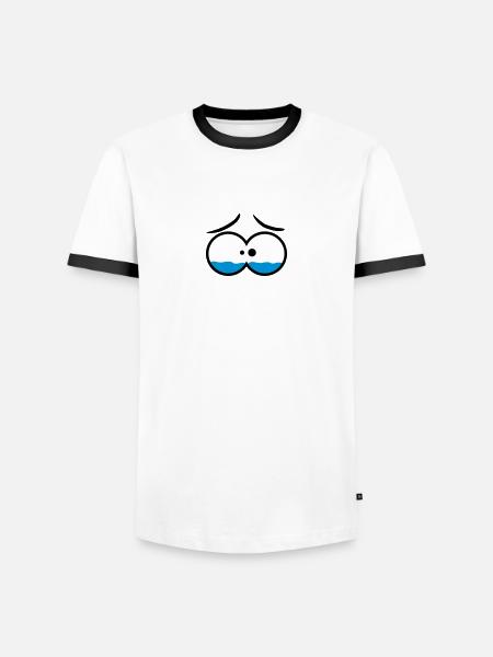 Sad Crying Comic Eyes - Men's Ringer Shirt - white/black