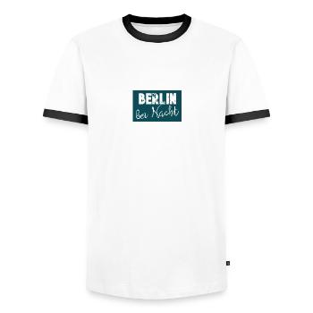 Berlin bei Nacht - Männer Kontrast-T-Shirt - Weiß/Schwarz - Vorne - AI Model Female 172 light (172cm) & AI Model Male 178 dark (178cm)