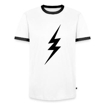lightening - Men's Ringer Shirt - white/black - Front - AI Model Female 172 light (172cm) & AI Model Male 178 dark (178cm)