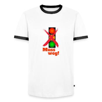 Ampel - Männer Kontrast-T-Shirt - Weiß/Schwarz - Vorne - AI Model Female 172 light (172cm) & AI Model Male 178 dark (178cm)