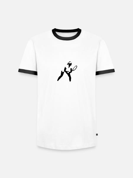 tennis_female_2c - Männer Kontrast-T-Shirt - Weiß/Schwarz
