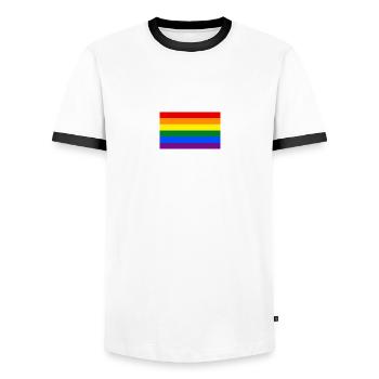 LGBT flag - Men's Ringer Shirt - white/black - Front - AI Model Female 172 light (172cm) & AI Model Male 178 dark (178cm)