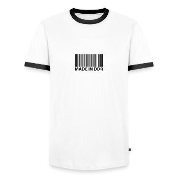 ddr - Männer Kontrast-T-Shirt - Weiß/Schwarz - Vorne - AI Model Female 172 light (172cm) & AI Model Male 178 dark (178cm)