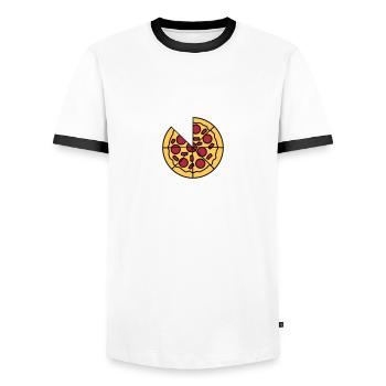 pièces manquantes morceaux pizza ronde gros dessin - T-shirt contrasté Homme - blanc/noir - Devant - AI Model Female 172 light (172cm) & AI Model Male 178 dark (178cm)