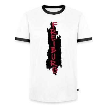 Fribourg - T-shirt contrasté Homme - blanc/noir - Devant - AI Model Female 172 light (172cm) & AI Model Male 178 dark (178cm)