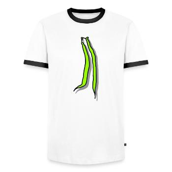 Stangenbohnen mit Schatten - Männer Kontrast-T-Shirt - Weiß/Schwarz - Vorne - AI Model Female 172 light (172cm) & AI Model Male 178 dark (178cm)