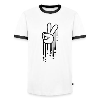 Drops of Graffiti Peace - Men's Ringer Shirt - white/black - Front - AI Model Female 172 light (172cm) & AI Model Male 178 dark (178cm)