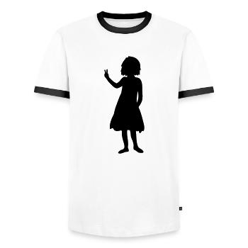 Peace Sign Girl Silhouette - Men's Ringer Shirt - white/black - Front - AI Model Female 172 light (172cm) & AI Model Male 178 dark (178cm)