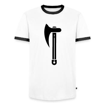 axe - Men's Ringer Shirt - white/black - Front - AI Model Female 172 light (172cm) & AI Model Male 178 dark (178cm)