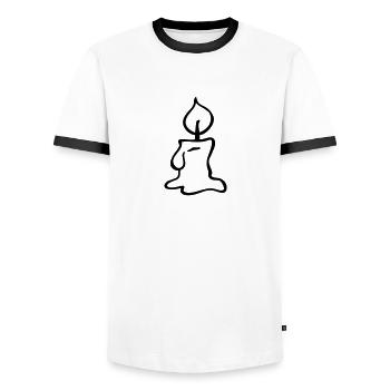 dicke Kerze - line - Männer Kontrast-T-Shirt - Weiß/Schwarz - Vorne - AI Model Female 172 light (172cm) & AI Model Male 178 dark (178cm)