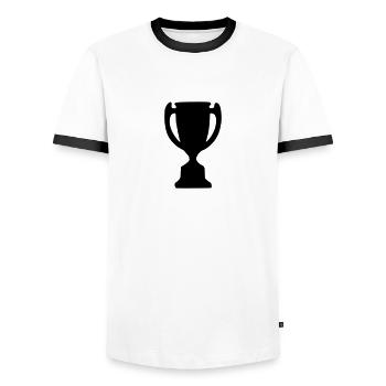 Cup - Winner - win - win - Men's Ringer Shirt - white/black - Front - AI Model Female 172 light (172cm) & AI Model Male 178 dark (178cm)