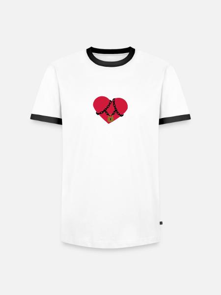 locked_heart - Men's Ringer Shirt - white/black