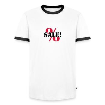 À vendre vente réduit les pourcentages - T-shirt contrasté Homme - blanc/noir - Devant - AI Model Female 172 light (172cm) & AI Model Male 178 dark (178cm)