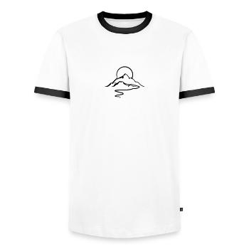 Mountains hiking Alpine Sun - Men's Ringer Shirt - white/black - Front - AI Model Female 172 light (172cm) & AI Model Male 178 dark (178cm)