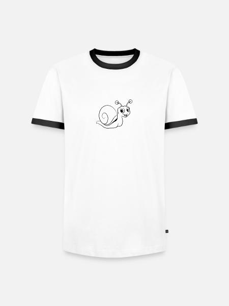 schnecke lustig süss kinder - Männer Kontrast-T-Shirt - Weiß/Schwarz