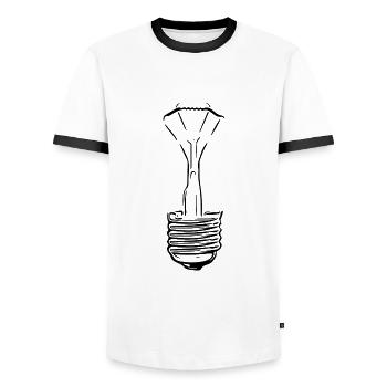 Lampe mit defektem Glaskolben - Männer Kontrast-T-Shirt - Weiß/Schwarz - Vorne - AI Model Female 172 light (172cm) & AI Model Male 178 dark (178cm)