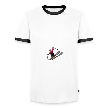 Funny quote ski father skier - Men's Ringer Shirt - white/black - Front - AI Model Female 172 light (172cm) & AI Model Male 178 dark (178cm)