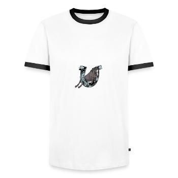 Lustiges Zitat Farrier Hero Horseshoe Hoof -Trimmg - Männer Kontrast-T-Shirt - Weiß/Schwarz - Vorne - AI Model Female 172 light (172cm) & AI Model Male 178 dark (178cm)