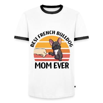 Français Bouledogue - T-shirt contrasté Homme - blanc/noir - Devant - AI Model Female 172 light (172cm) & AI Model Male 178 dark (178cm)