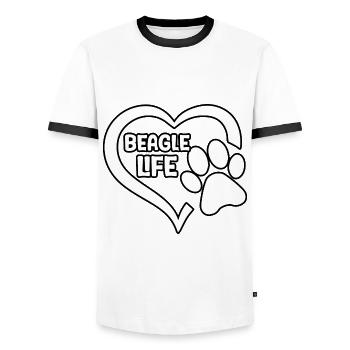 Beagle Life - Men's Ringer Shirt - white/black - Front - AI Model Female 172 light (172cm) & AI Model Male 178 dark (178cm)