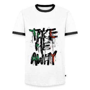 Drapeau italien mal du pays drapeau italien look usé - T-shirt contrasté Homme - blanc/noir - Devant - AI Model Female 172 light (172cm) & AI Model Male 178 dark (178cm)